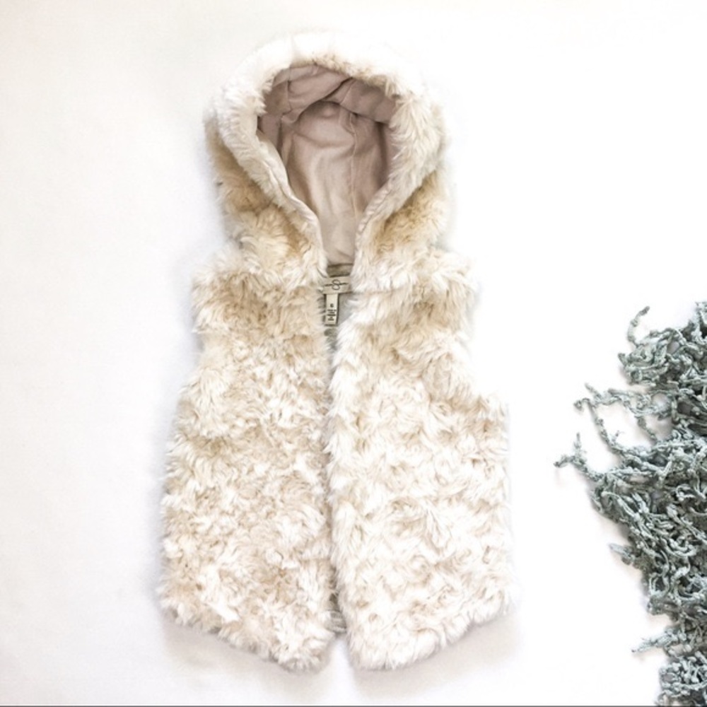Girls Jessica Simpson Faux Fur Hooded Vest